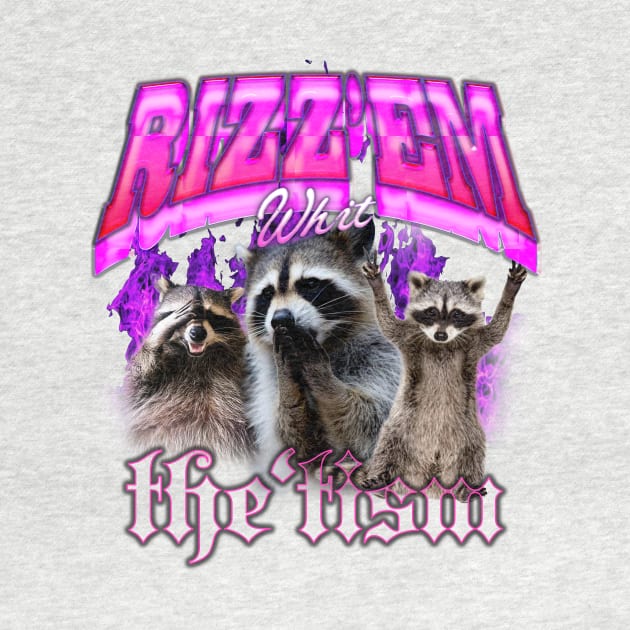 Rizz Em With The Tism Retro Shirt, Vintage Funny Raccoon Graphic Shirt, Autism Awareness, Raccoon Meme by Hamza Froug